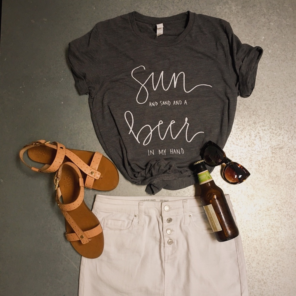 “Sun Sand and a Beer in my Hand” graphic tee